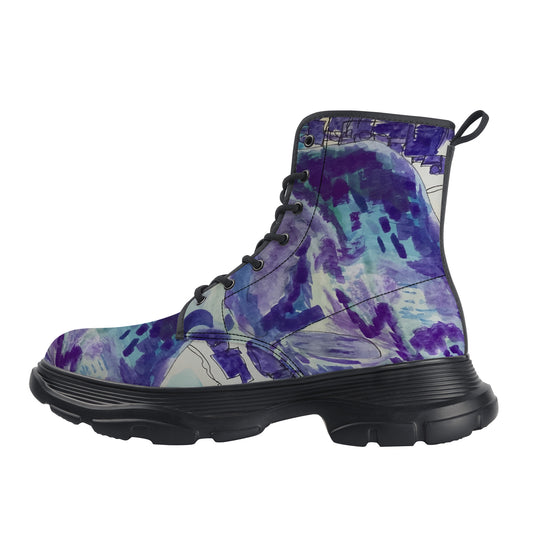 Fluid Blue Chunky Boots