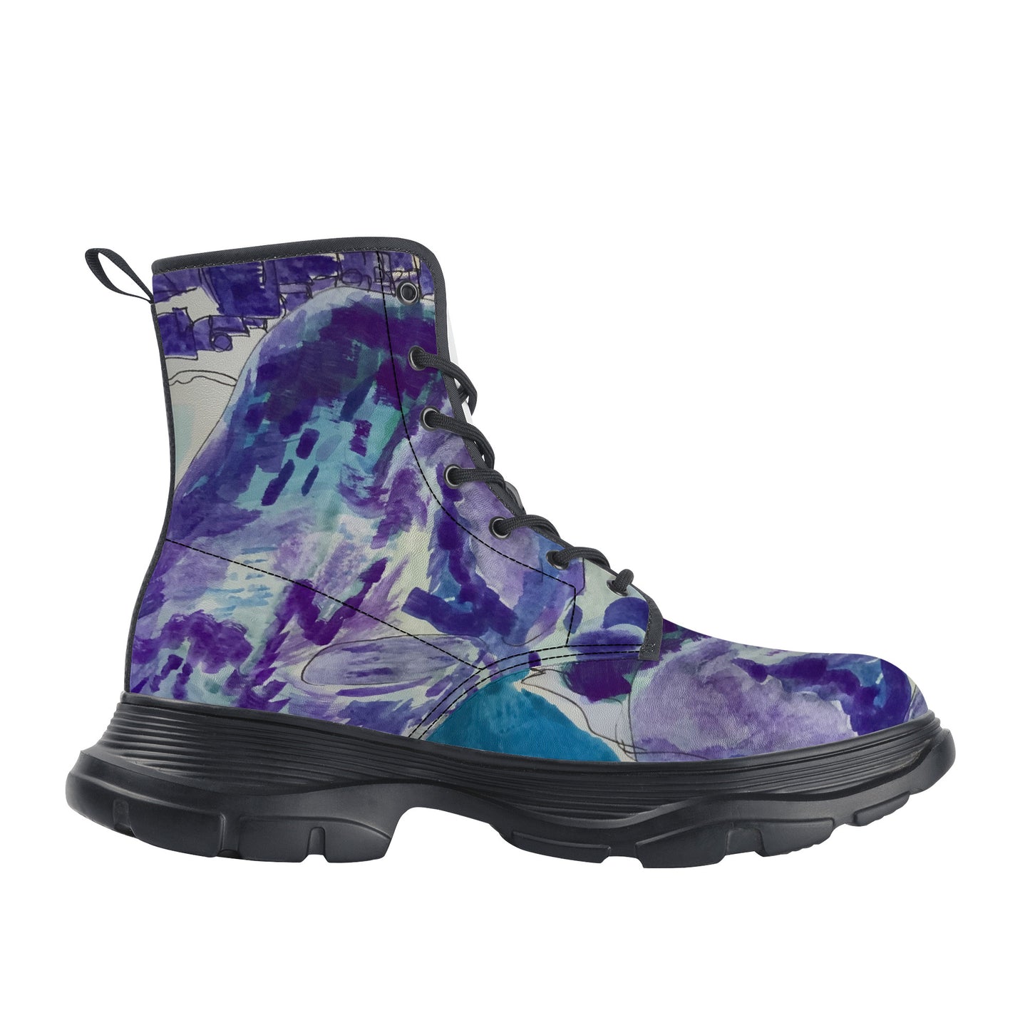 Fluid Blue Chunky Boots