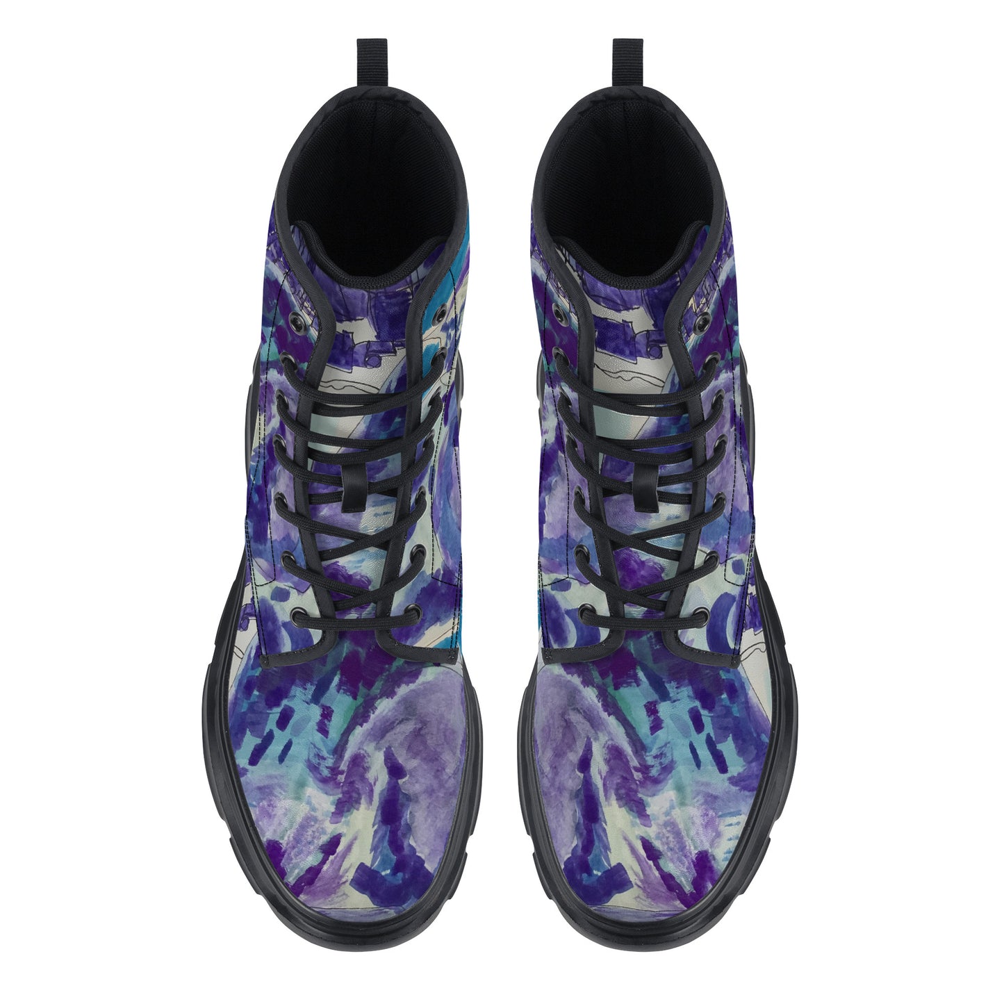 Fluid Blue Chunky Boots