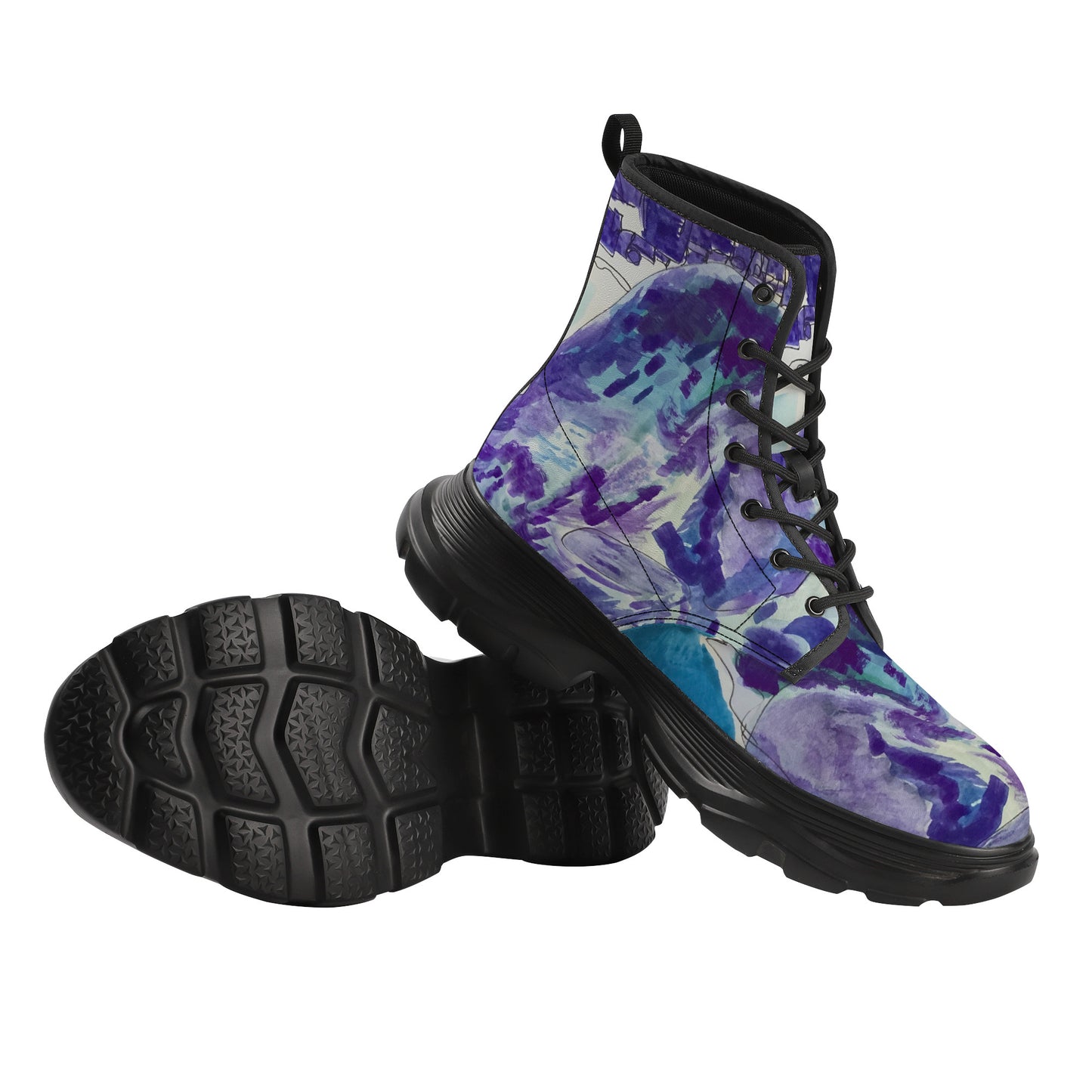 Fluid Blue Chunky Boots