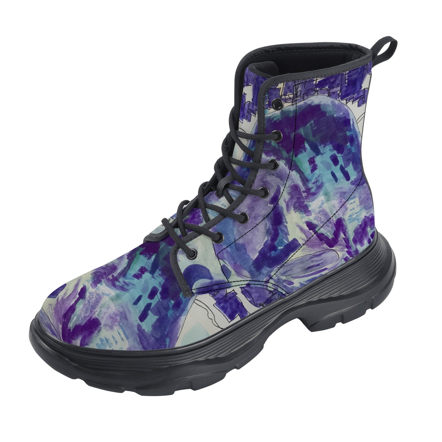 Fluid Blue Chunky Boots