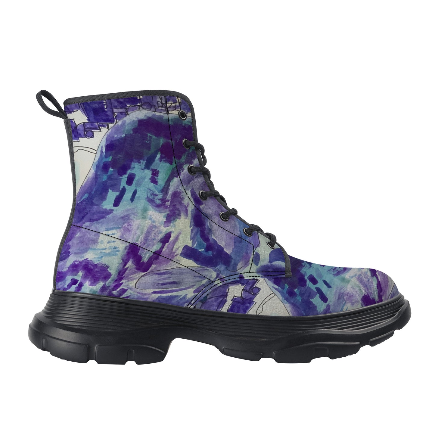 Fluid Blue Chunky Boots