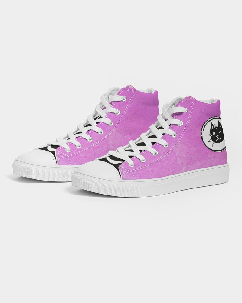 Barbie, Pink, converse-style, high top sneaker, cats, art, autism, Laguna Beach, skate shoe, neurodiversity, custom design, original art, kicks, women's shoes  Edit alt text
