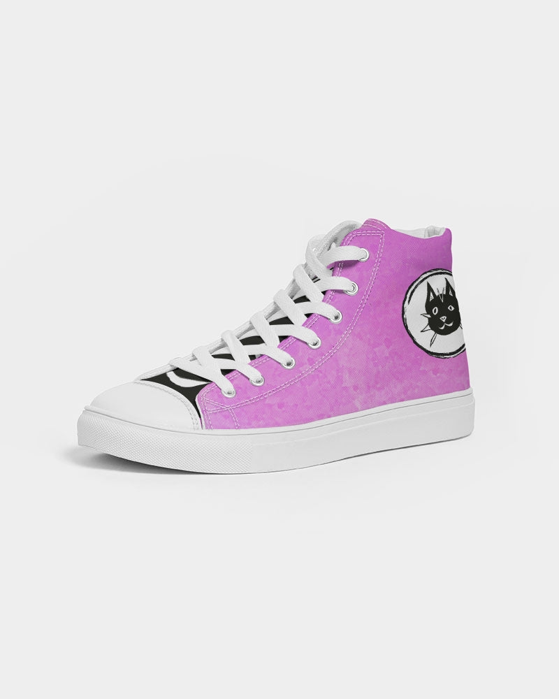 Barbie, Pink, converse-style, high top sneaker, cats, art, autism, Laguna Beach, skate shoe, neurodiversity, custom design, original art, kicks, women's shoes  Edit alt text