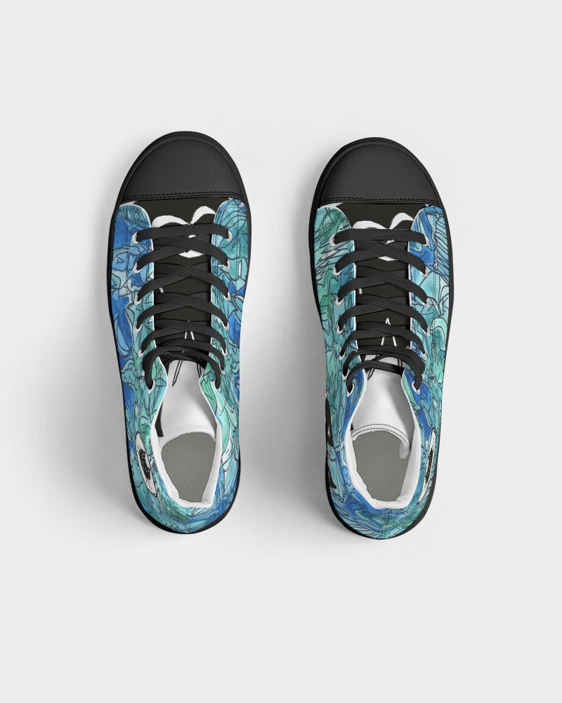 Purrr! Sammie at Sea Kitty Kicks Women's Hightop Canvas Shoe - Black Sole