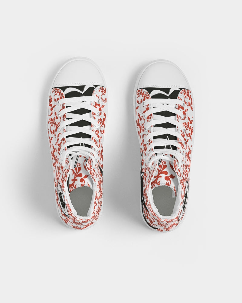 Purrrr! Fancy Sammie Cat in Red Women's Hightop Canvas Shoe