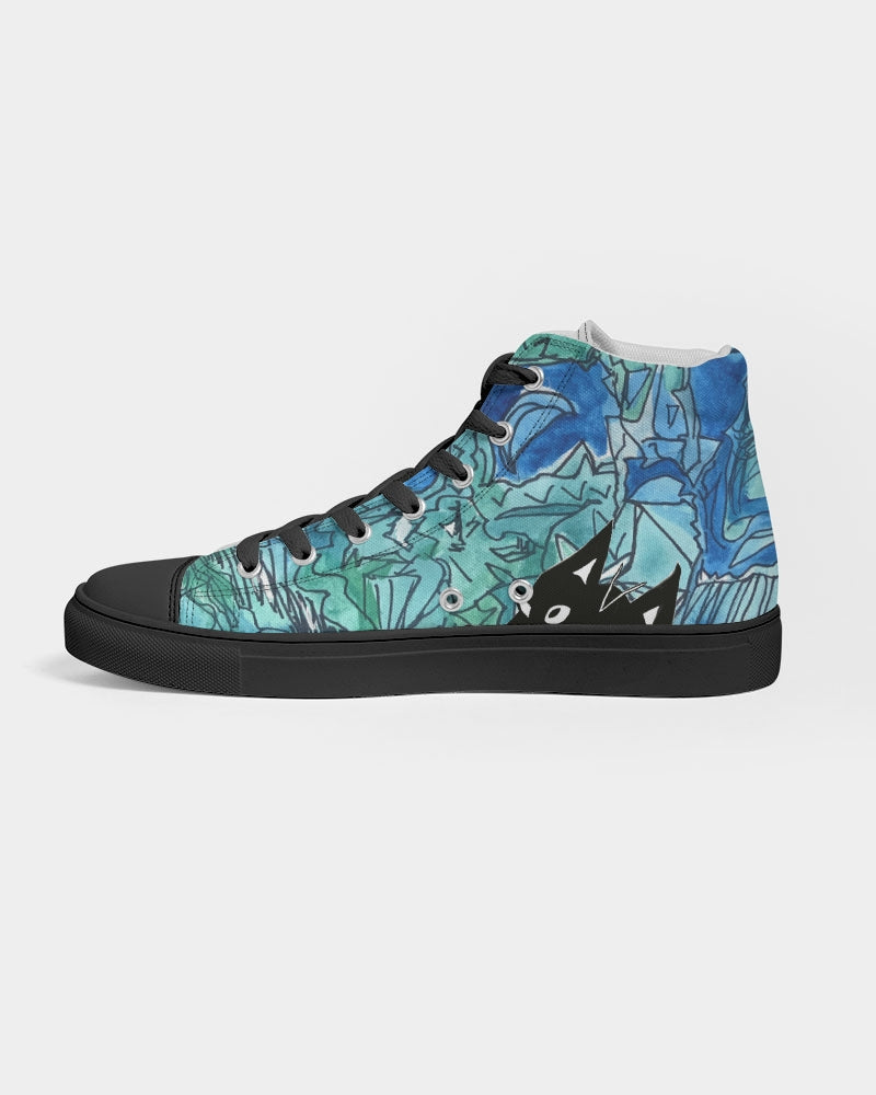 Purrr! Sammie at Sea Kitty Kicks Women's Hightop Canvas Shoe - Black Sole