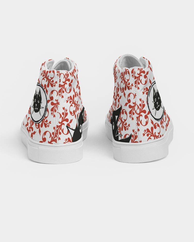 Purrrr! Fancy Sammie Cat in Red Women's Hightop Canvas Shoe