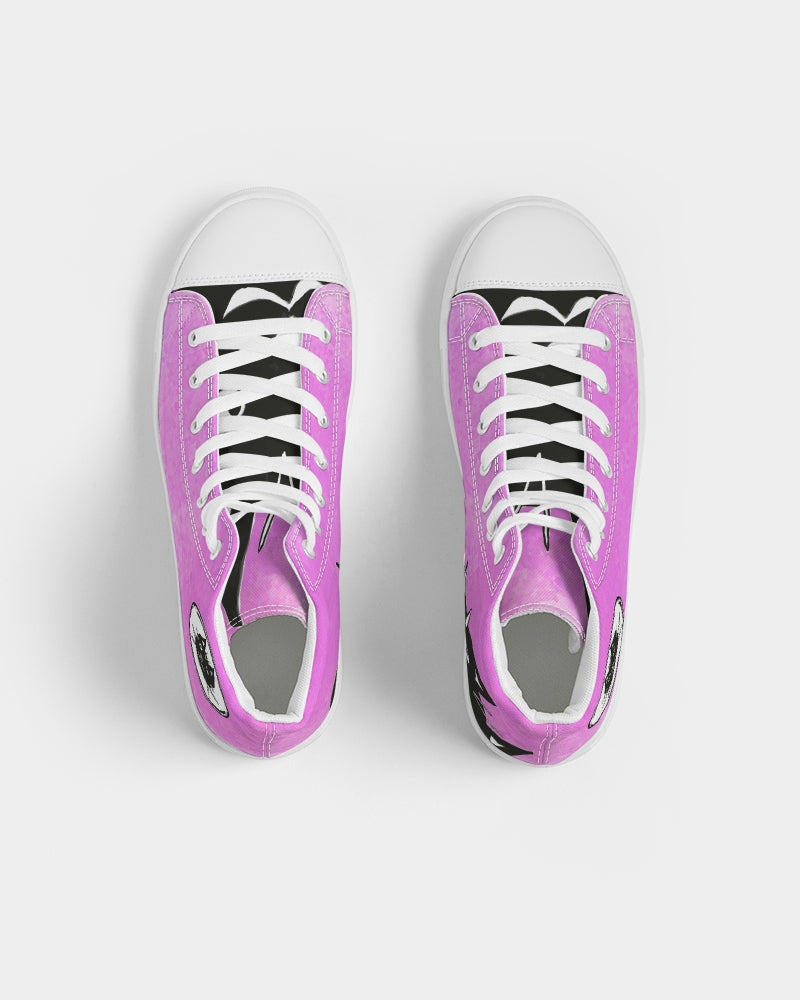 Barbie, Pink, converse-style, high top sneaker, cats, art, autism, Laguna Beach, skate shoe, neurodiversity, custom design, original art, kicks, women's shoes  Edit alt text