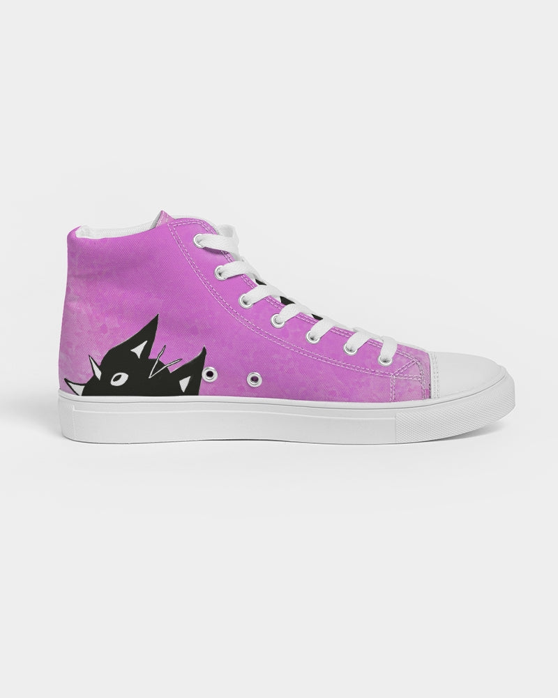 Barbie, Pink, converse-style, high top sneaker, cats, art, autism, Laguna Beach, skate shoe, neurodiversity, custom design, original art, kicks, women's shoes  Edit alt text