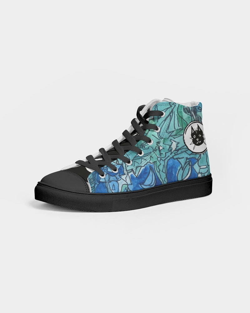 Purrr! Sammie at Sea Kitty Kicks Women's Hightop Canvas Shoe - Black Sole