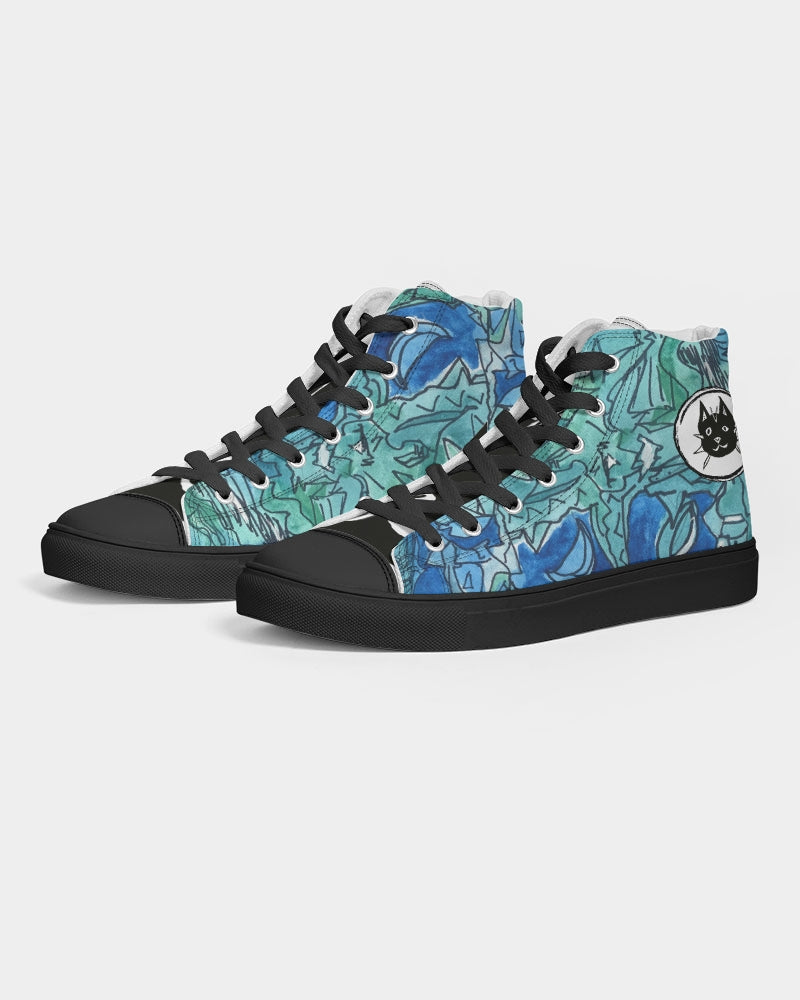 Purrr! Sammie at Sea Kitty Kicks Women's Hightop Canvas Shoe - Black Sole